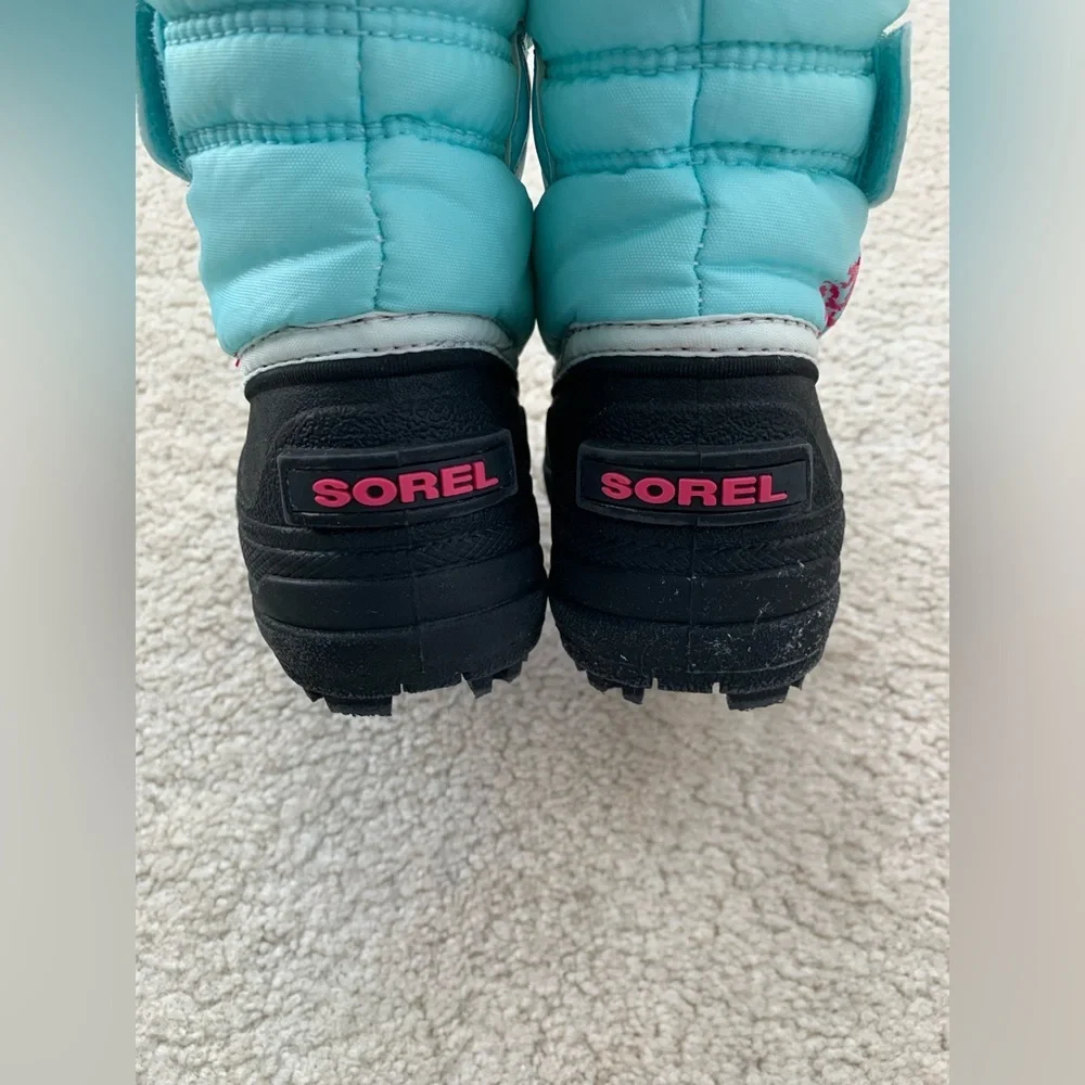 Sorel Toddler Size 7 Snow Commander Winter Boots in Light Blue Teal